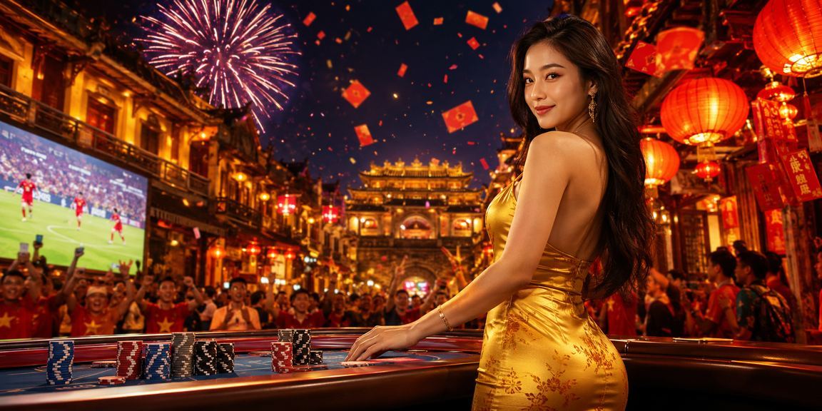 Không khí lễ hội Huế với đèn lồng và phong bao đỏ trong chương trình thưởng 709